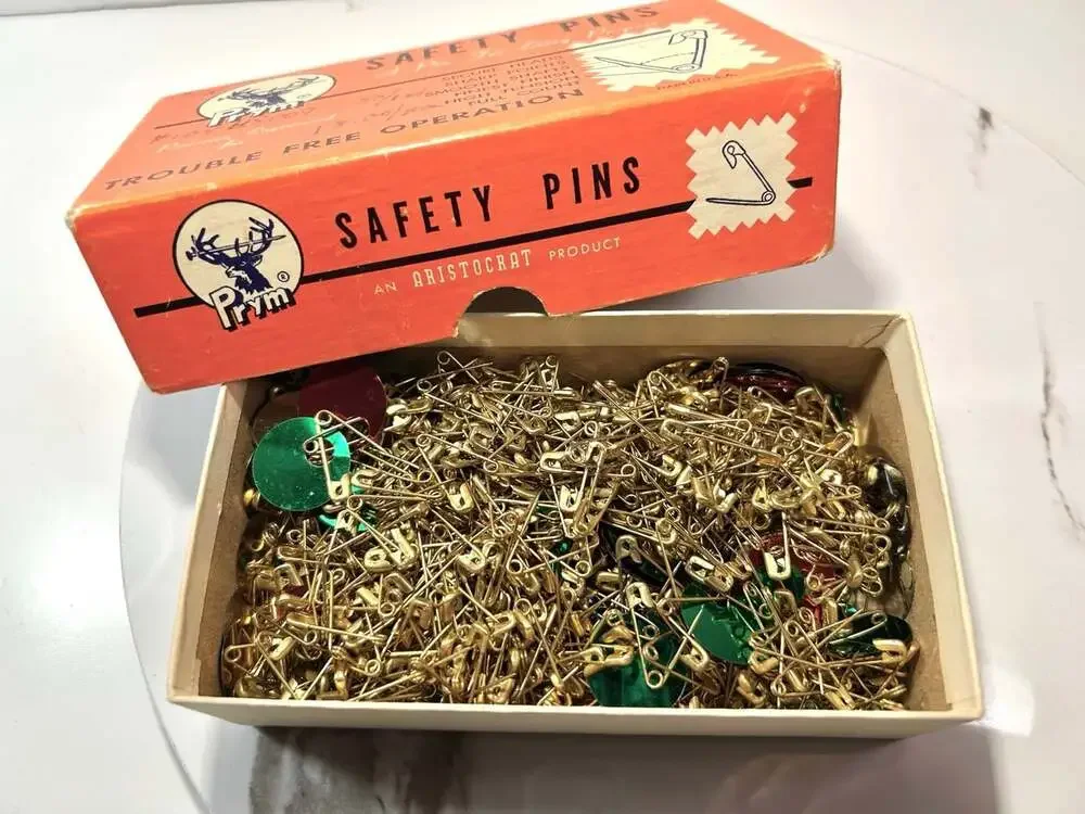 Rare Vintage USA Prym Safety Pins Brass Size 00 Gilt Gold Plated 10 Gross